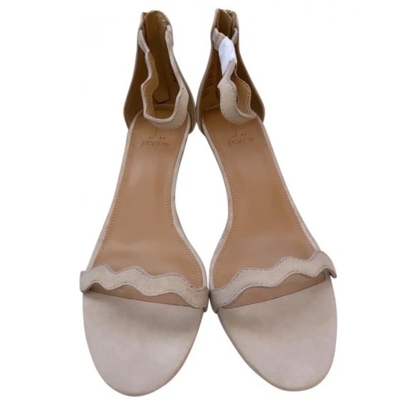 J.Crew Strappy Scallop Kitten Heels - dusty ginger (beige), women's size 9H/9.5M - Picture 1 of 6
